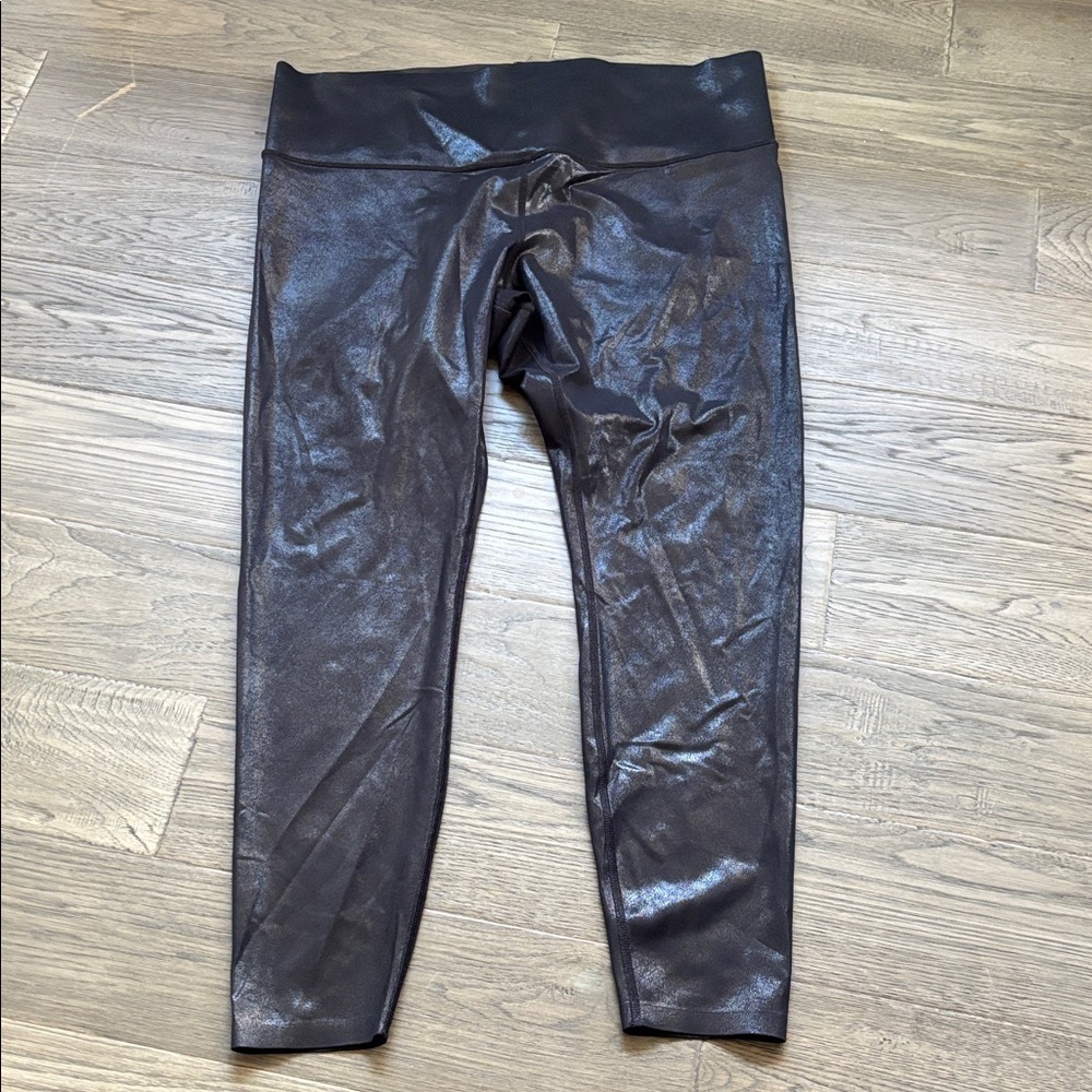Knix | High Rise Contour Waist Black Sparkle Faux Leather Leggings Size XXL - Picture 3 of 9